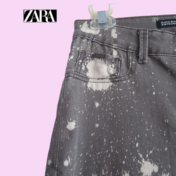 Zara NEW Y2K Paint Splatter High Rise Denim Skinny Legging Jean 8 - Picture 8 of 12
